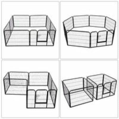 PawHut DIY 8-Panelen Stevige Poedergecoate Metalen Honden- en Huisdierenren