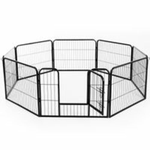 PawHut DIY 8-Panelen Stevige Poedergecoate Metalen Honden- en Huisdierenren