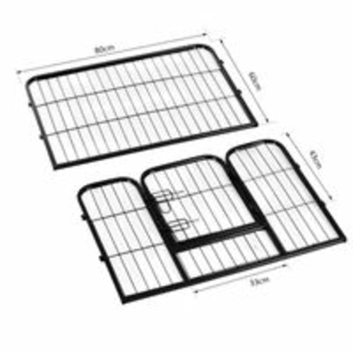 PawHut DIY 8-Panelen Stevige Poedergecoate Metalen Honden- en Huisdierenren