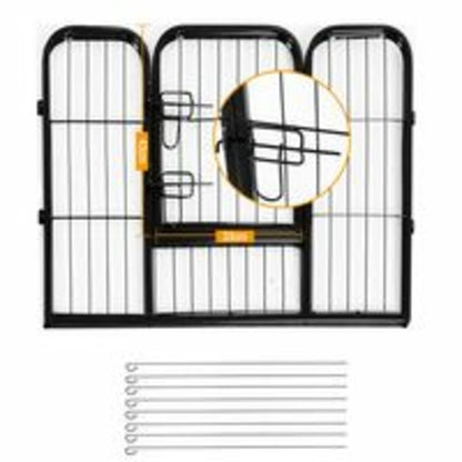 PawHut DIY 8-Panelen Stevige Poedergecoate Metalen Honden- en Huisdierenren