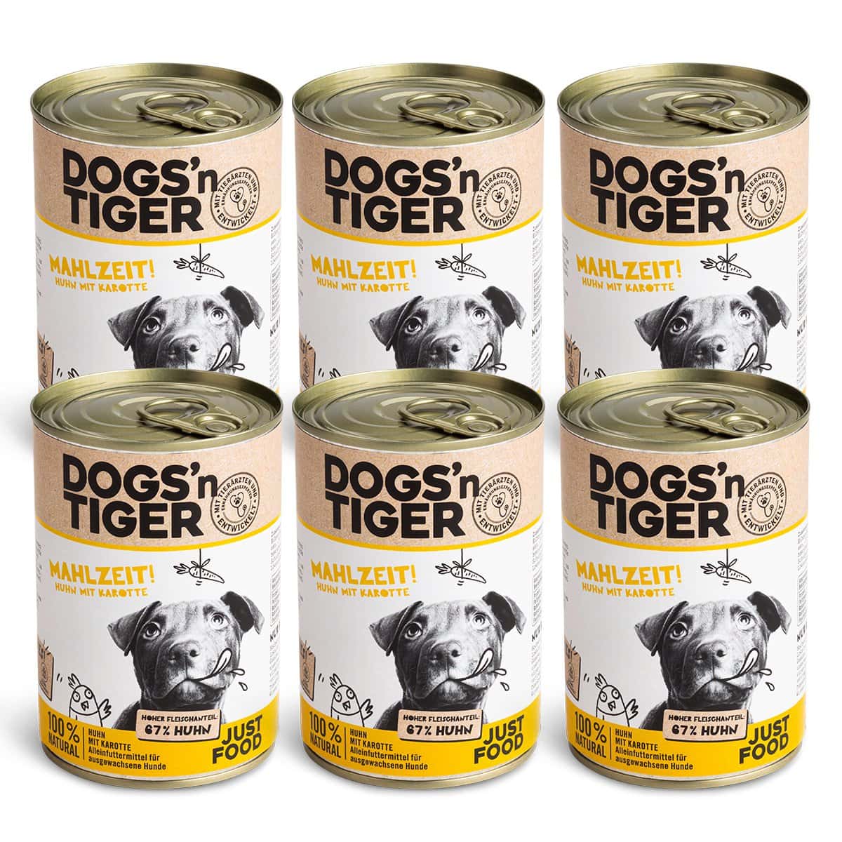 Dogs’n Tiger Adult Premium hondenvoer, natvoer, graanvrij, maaltijd, kip en wortel - Afbeelding 3