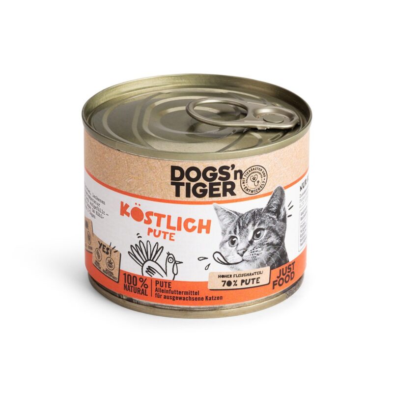 Dogs’n Tiger Adult Premium, kattenvoer, heerlijk, natvoer, graanvrij, kalkoen- & lijnolie