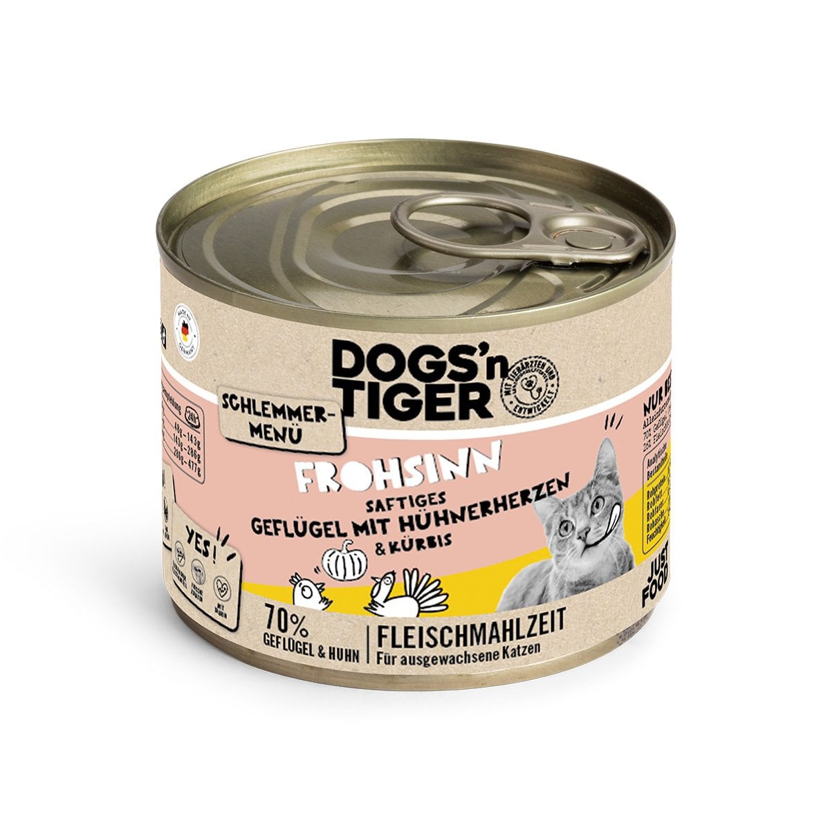 Dogs’n Tiger Adult, kattenvoer, Frohsinn, kattennatvoer, graanvrij, gevogelte & pompoen