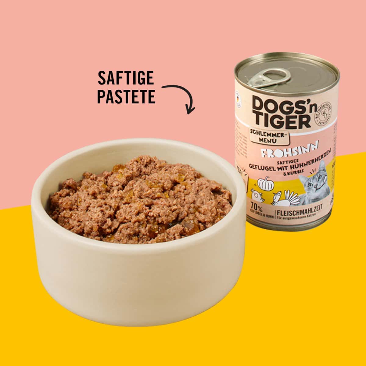 Dogs’n Tiger Adult, kattenvoer, Frohsinn, kattennatvoer, graanvrij, gevogelte & pompoen - Afbeelding 3