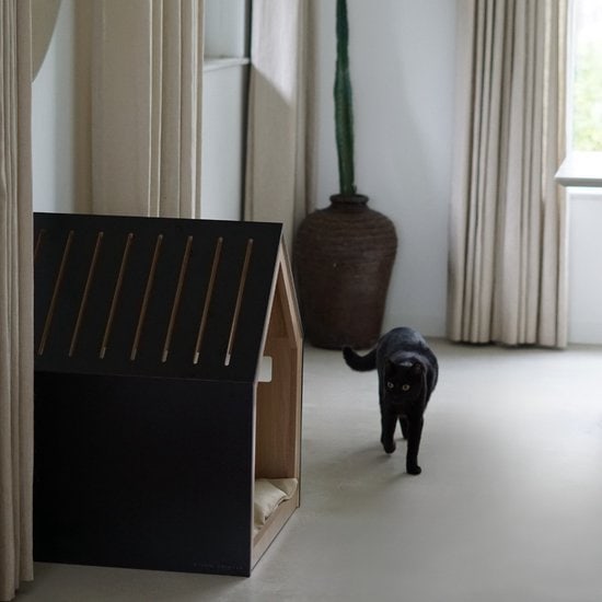 Dierenhuis | hout | zwart | 58 x 58 x 65 cm - Afbeelding 5