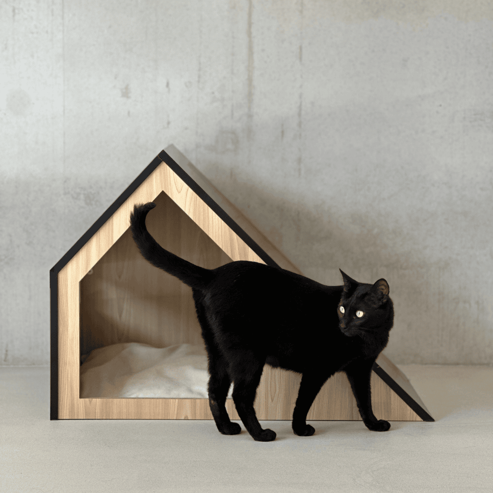 Kattenhuis | hout | katoen | zwart | 75 x 50 x 53 cm - Afbeelding 14