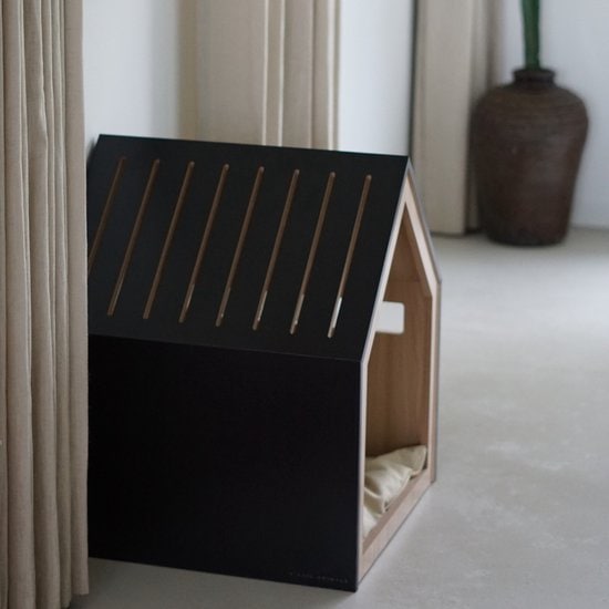 Dierenhuis | hout | zwart | 58 x 58 x 65 cm - Afbeelding 6
