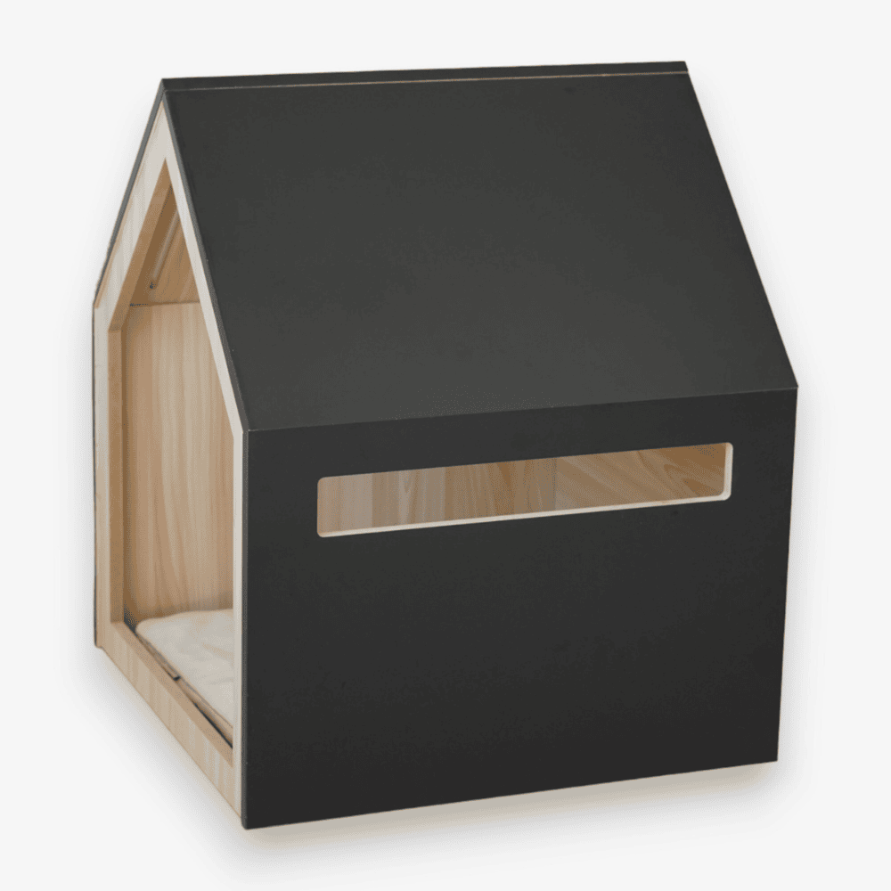 Kattenhuis | hondenhuis | hout | katoen | zwart | 58 x 58 x 65 cm - Afbeelding 4
