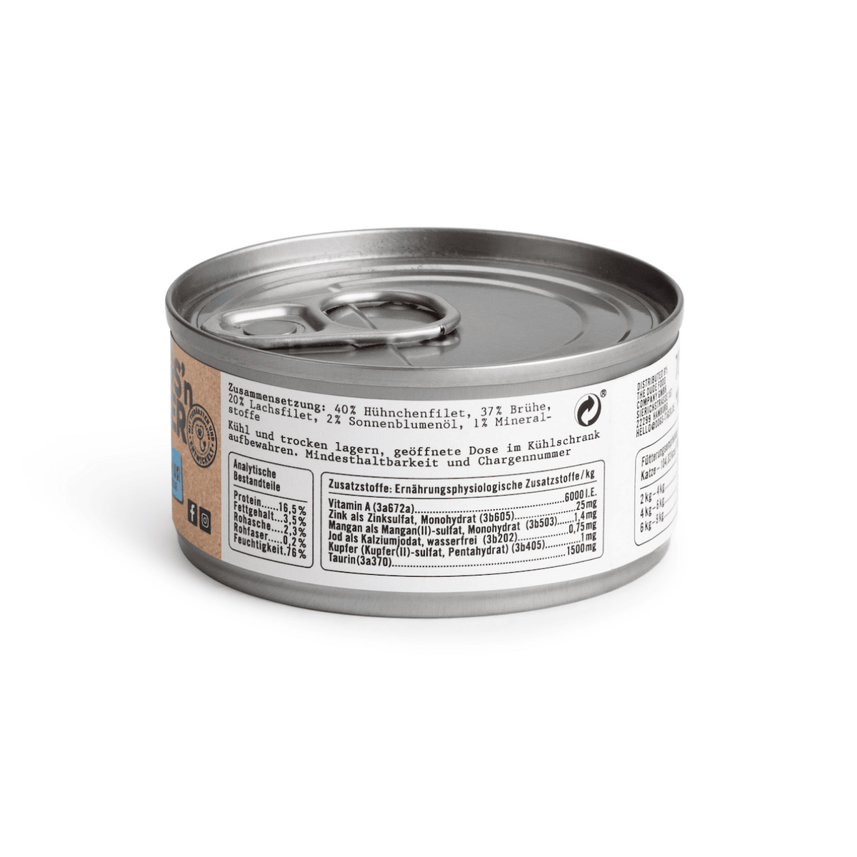 Dogs’n Tiger Adult, premium kattenvoer, geluk, natvoer, graanvrij, kip & zalm - Afbeelding 2