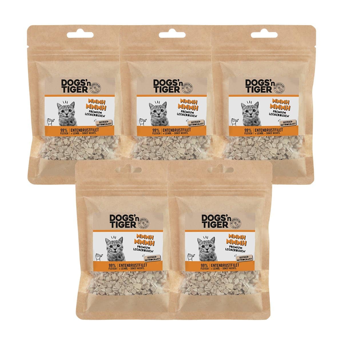 Dogs’n tijger volwassen katten snacks mmmh mmmh, traktaties, 99% vriezer -gedroogde eendenborstfilet - Afbeelding 4