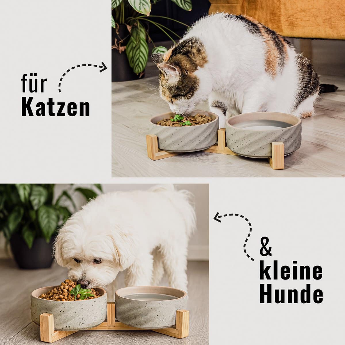 ne & no® ceramic double -food bowl with bamboo tap i 2er - Afbeelding 10