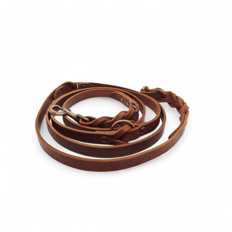 Hondenhalsband van bruin leer voor huisdieren.