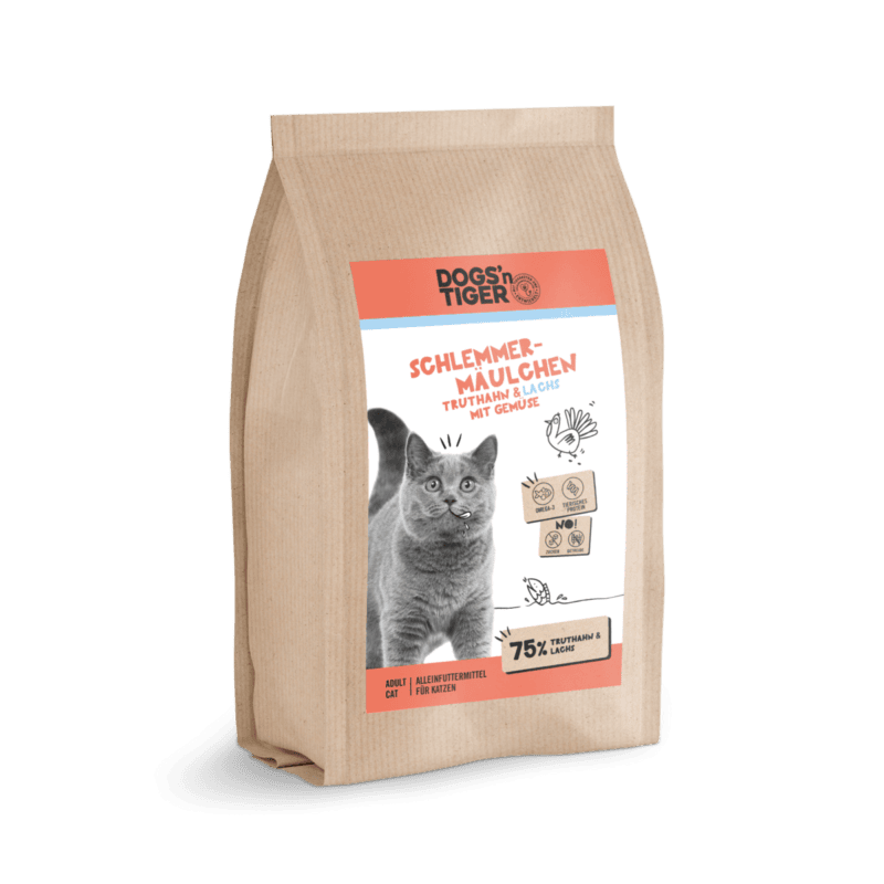 Dogs’n Tiger Adult Premium kattenvoer, droogvoer, graanvrij, zoetekauw, kalkoen & zalm