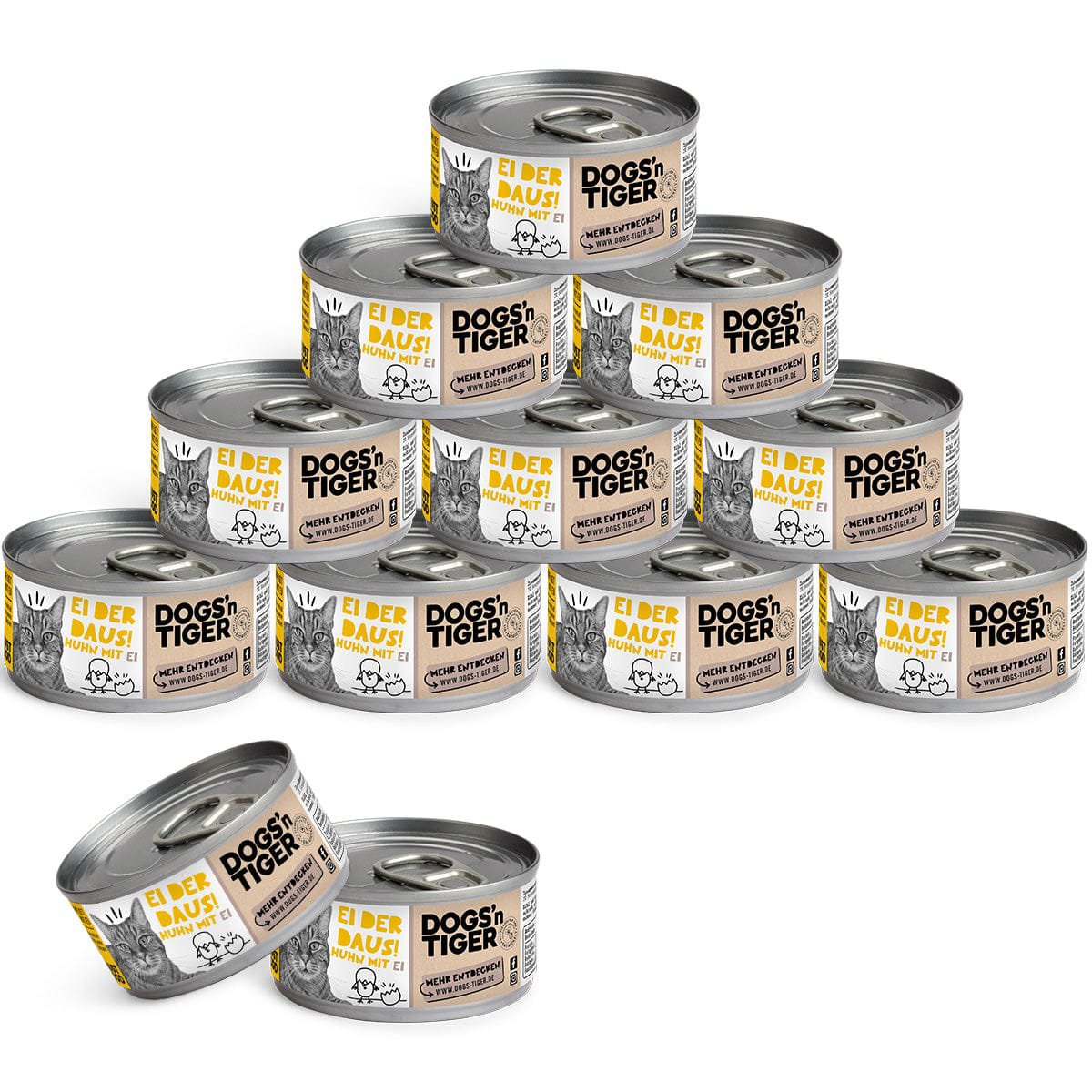 Dogs’n Tiger Adult Premium Kattenvoer, Natvoer, Graanvrij, Daus Egg!, Kip & Ei - Afbeelding 5