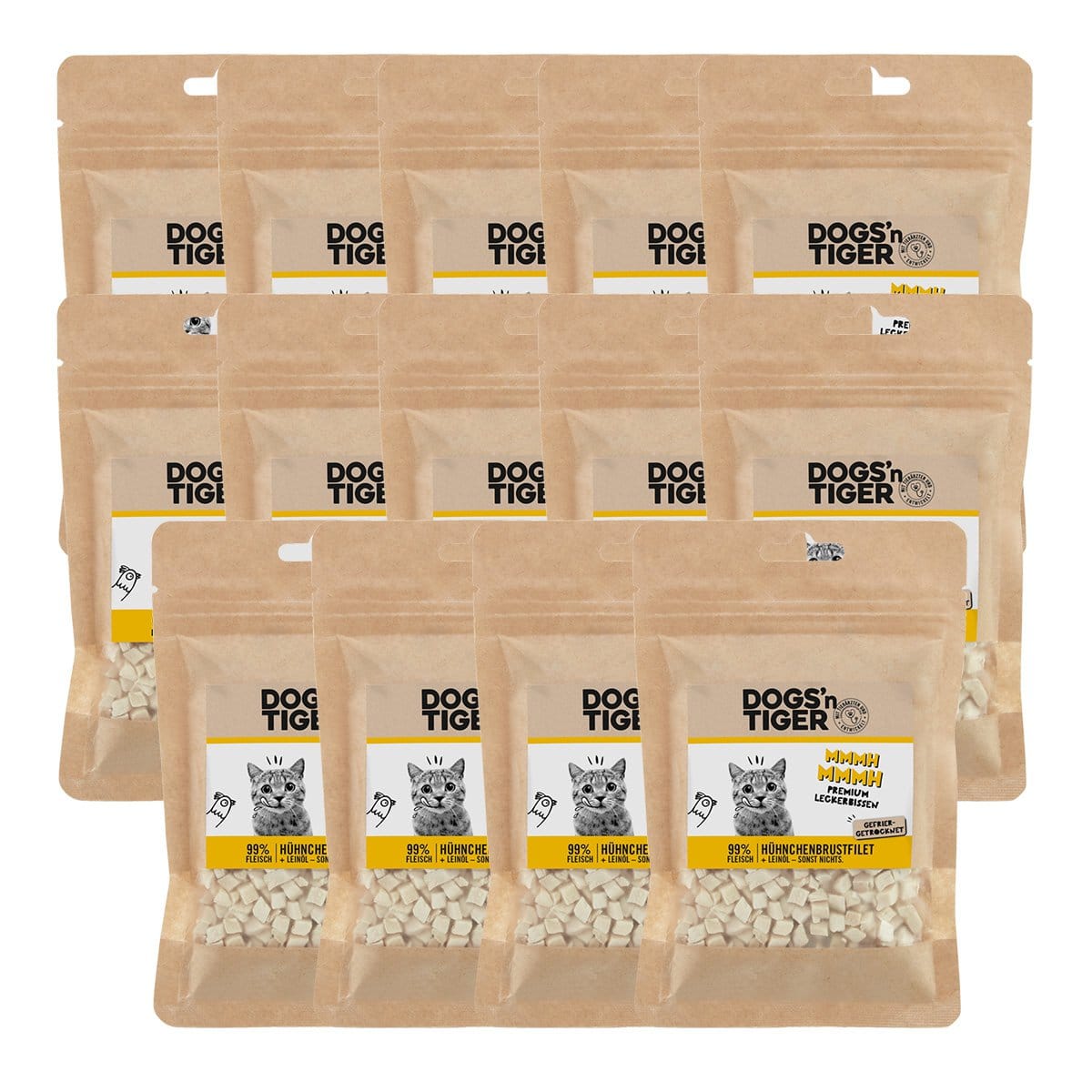 Dogs’n Tiger volwassen katten snacks mmmh mmmh, traktaties, 99% vriezer -gedroogde kipfilet - Afbeelding 2