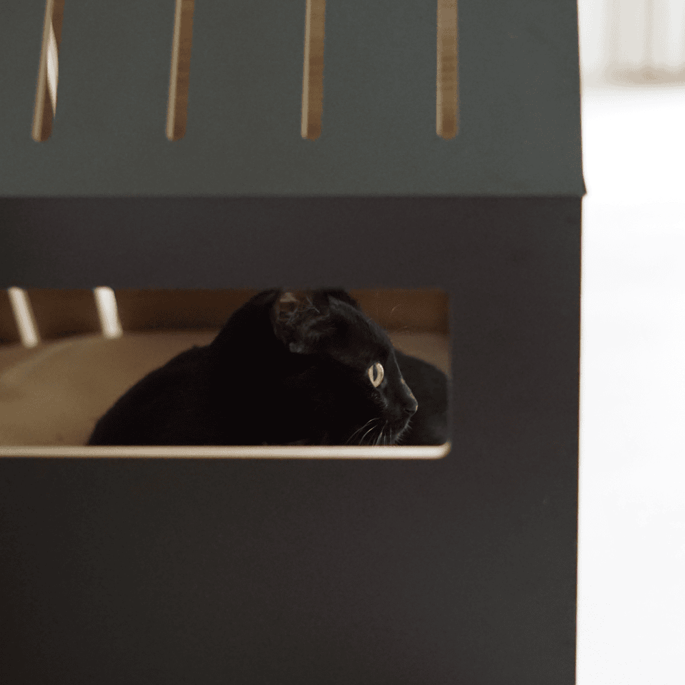 Kattenhuis | hout | katoen | zwart | 75 x 50 x 53 cm - Afbeelding 13