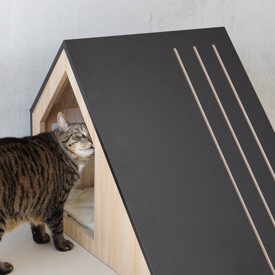 Kattenhuis | hout | zwart | 75 x 50 x 53 cm - Afbeelding 12