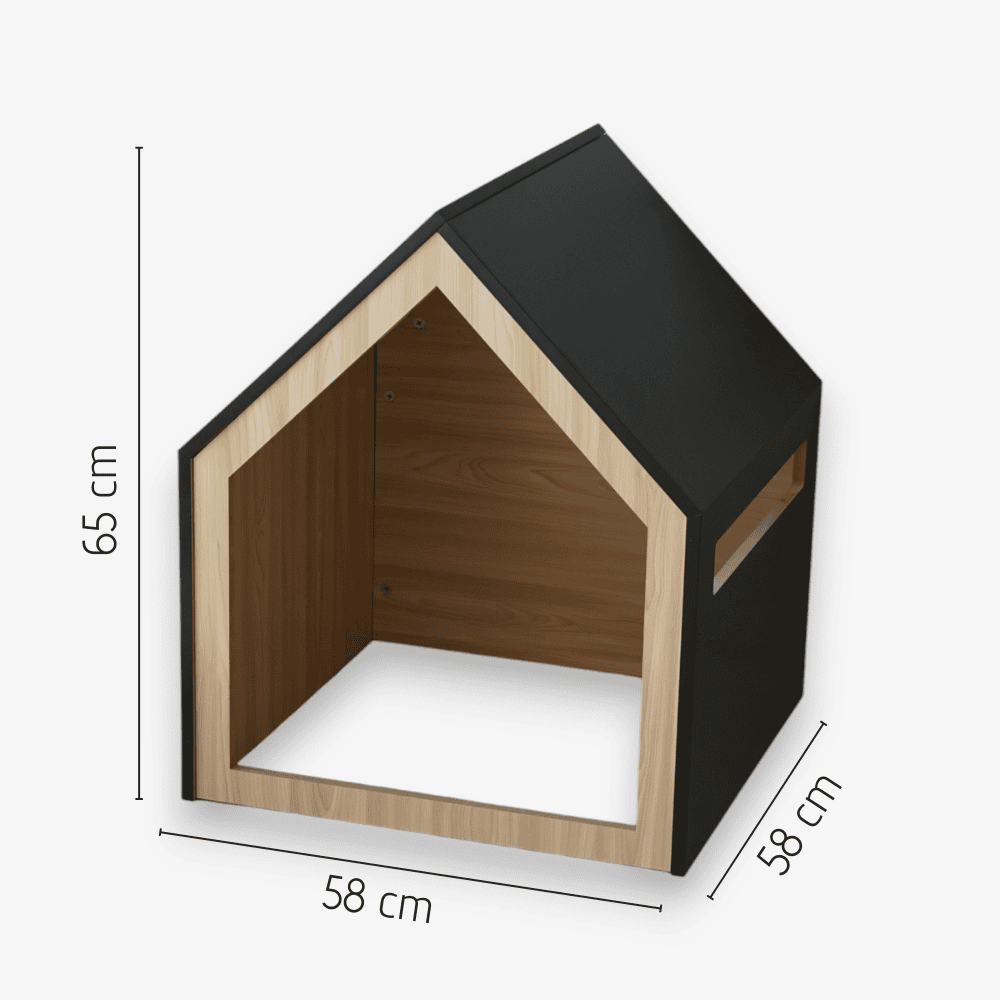 Kattenhuis | hondenhuis | hout | katoen | zwart | 58 x 58 x 65 cm - Afbeelding 9