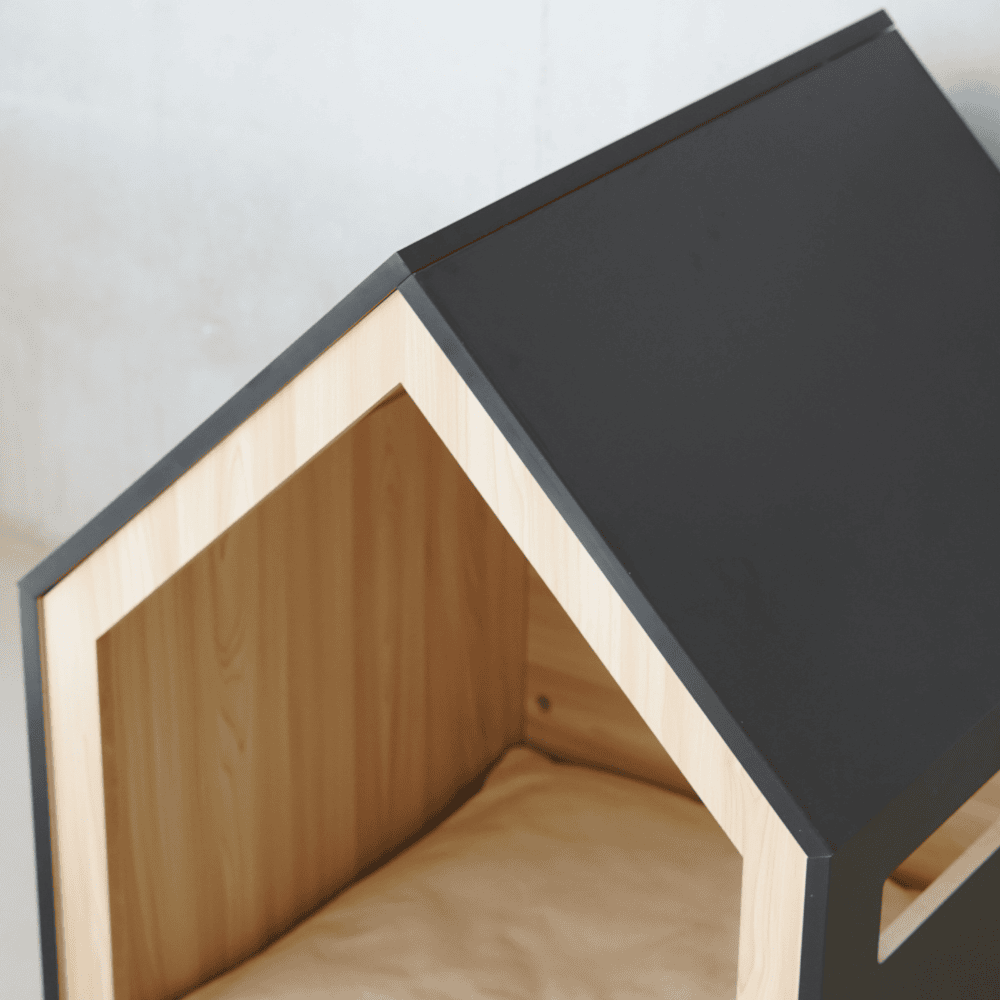 Kattenhuis | hondenhuis | hout | katoen | zwart | 58 x 58 x 65 cm - Afbeelding 11