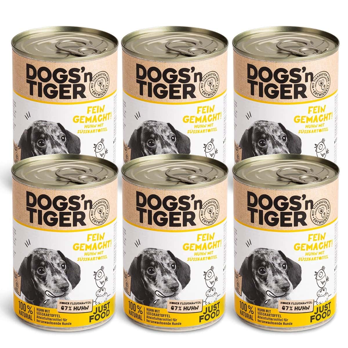 Dogs'n Tiger Junior, puppy premium dog food, wet food, grain-free, finely made, chicken & sweet potato - Afbeelding 3