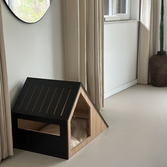Kattenhuis | hout | zwart | 75 x 50 x 53 cm - Afbeelding 6