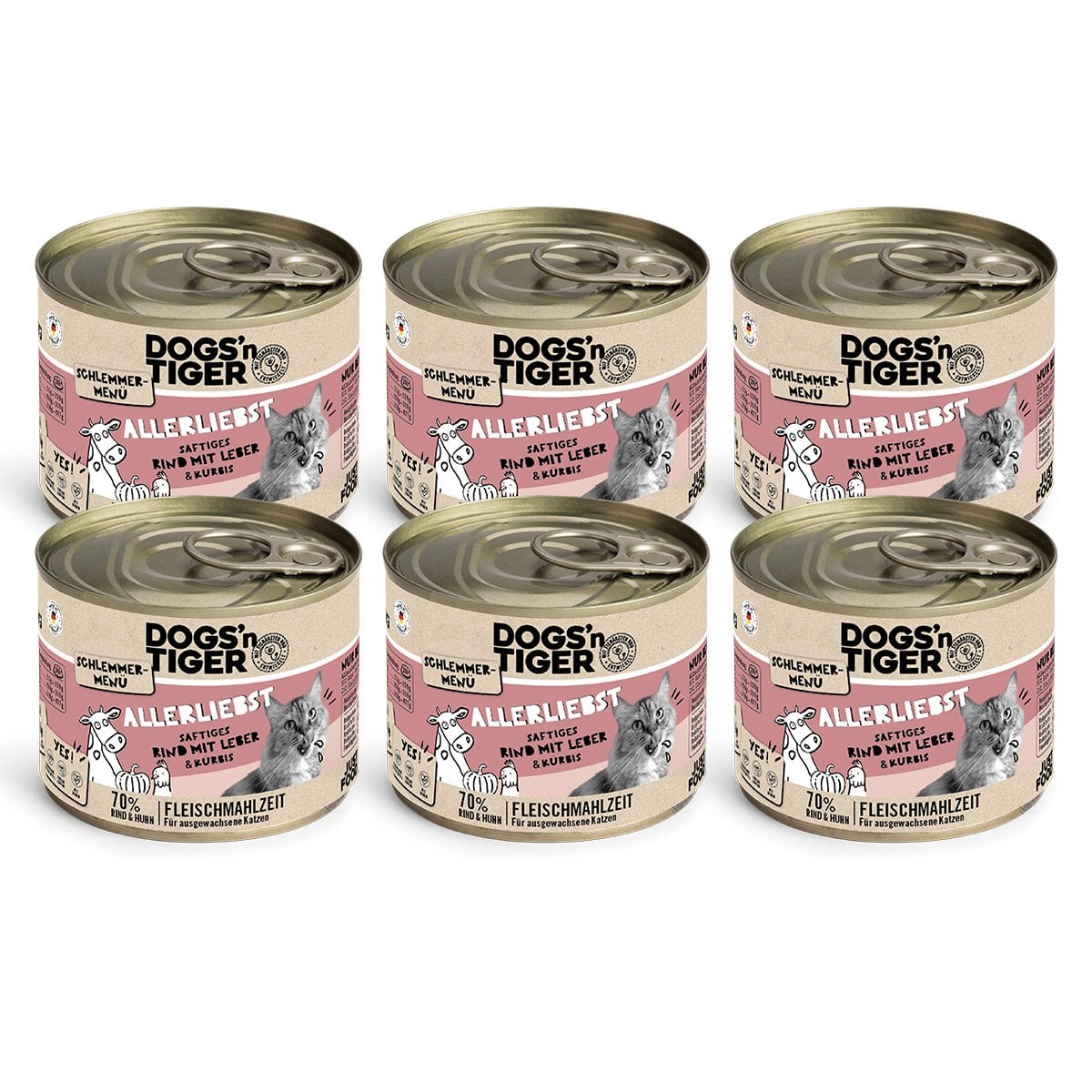 Dogs’n Tiger Adult kattenvoer, Allerliebst, natvoer, graanvrij, rundvlees, kippenlever & pompoen - Afbeelding 3
