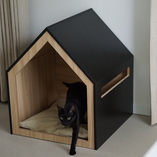Dierenhuis | hout | zwart | 58 x 58 x 65 cm - Afbeelding 10