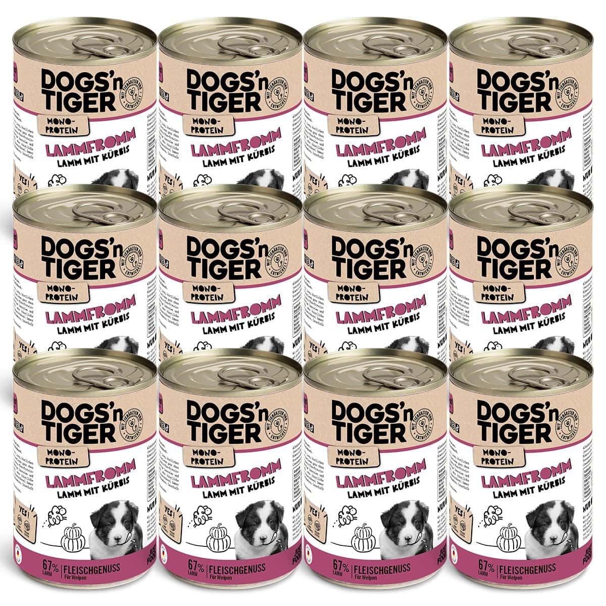 Dogs’n Tiger Junior, dog food, lamb fromm, wet dog food, puppy food, monoproteins, lamb & pumpkin - Afbeelding 4