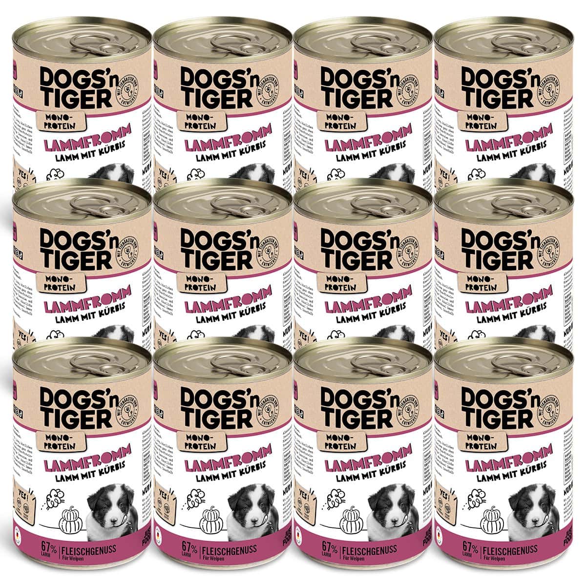 Dogs’n Tiger Junior, hondenvoer, lamsvlees, hondennatvoer, puppyvoer, monoproteïnen, lamsvlees & pompoen - Afbeelding 4