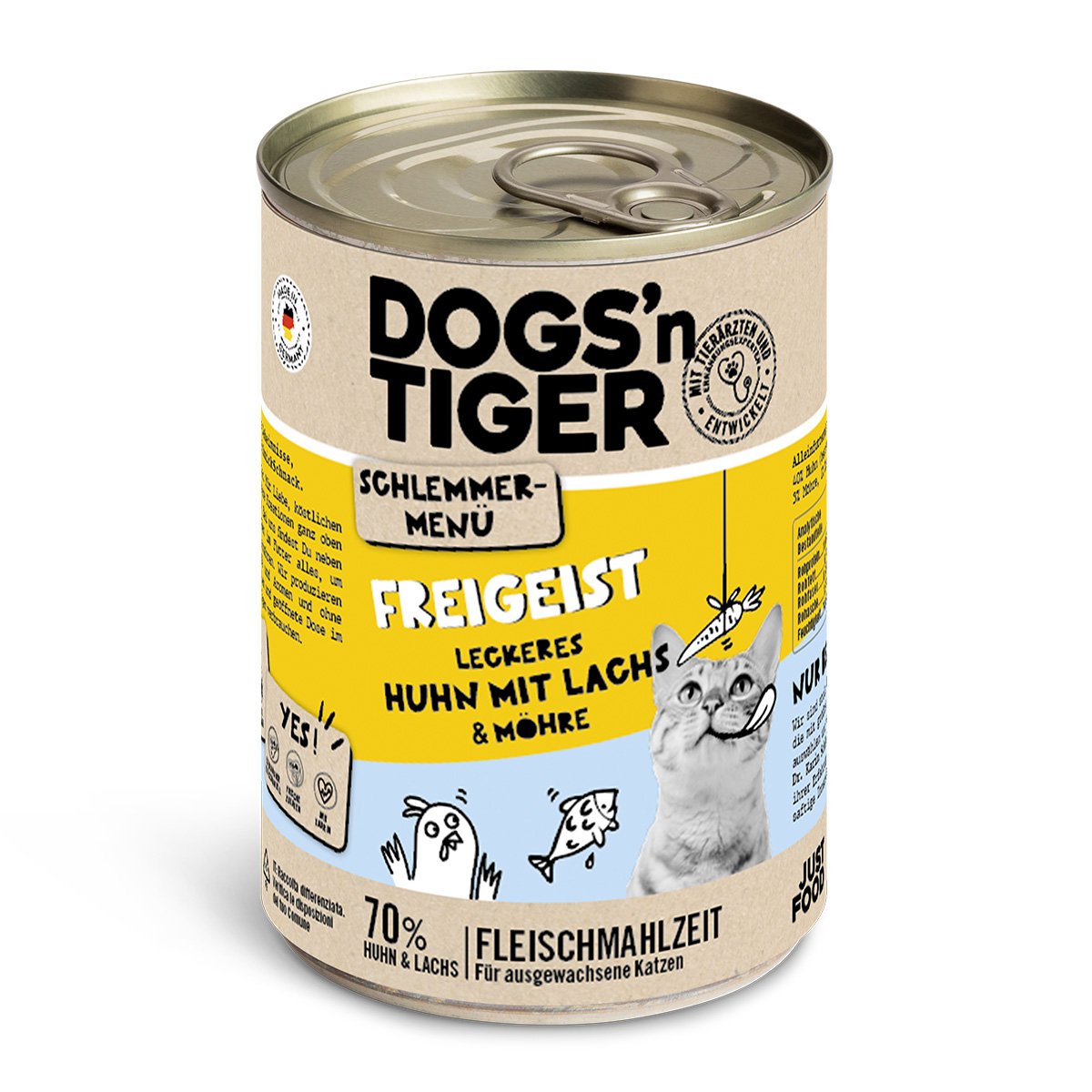 Dogs’n Tiger Adult, kattenvoer, free spirit, kattennatvoer, graanvrij, kip, zalm & wortel - Afbeelding 2