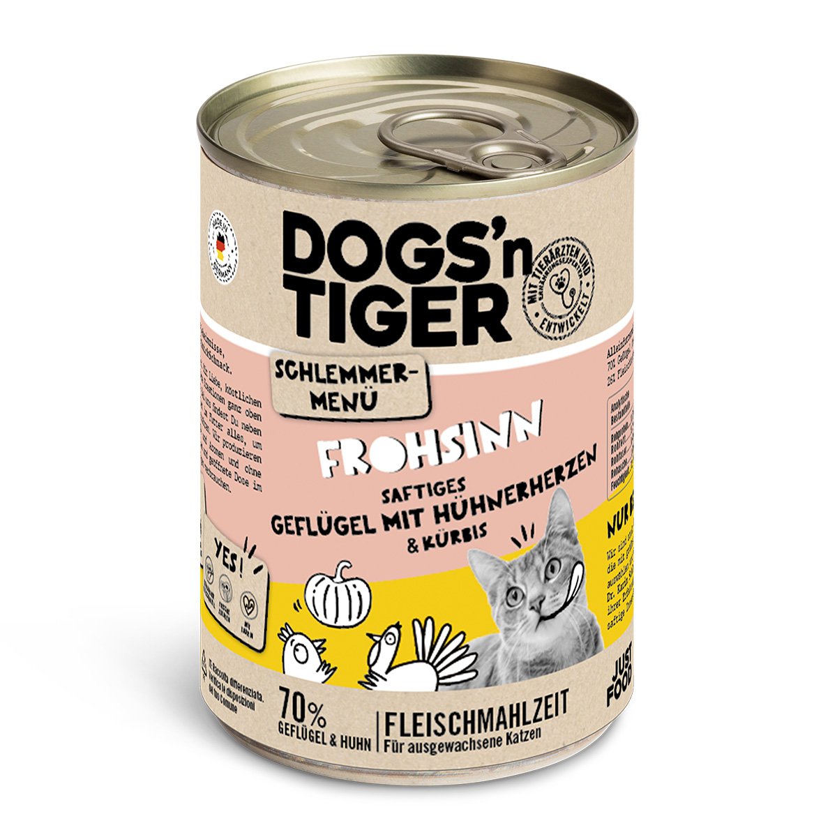 Dogs’n Tiger Adult, kattenvoer, Frohsinn, kattennatvoer, graanvrij, gevogelte & pompoen - Afbeelding 2