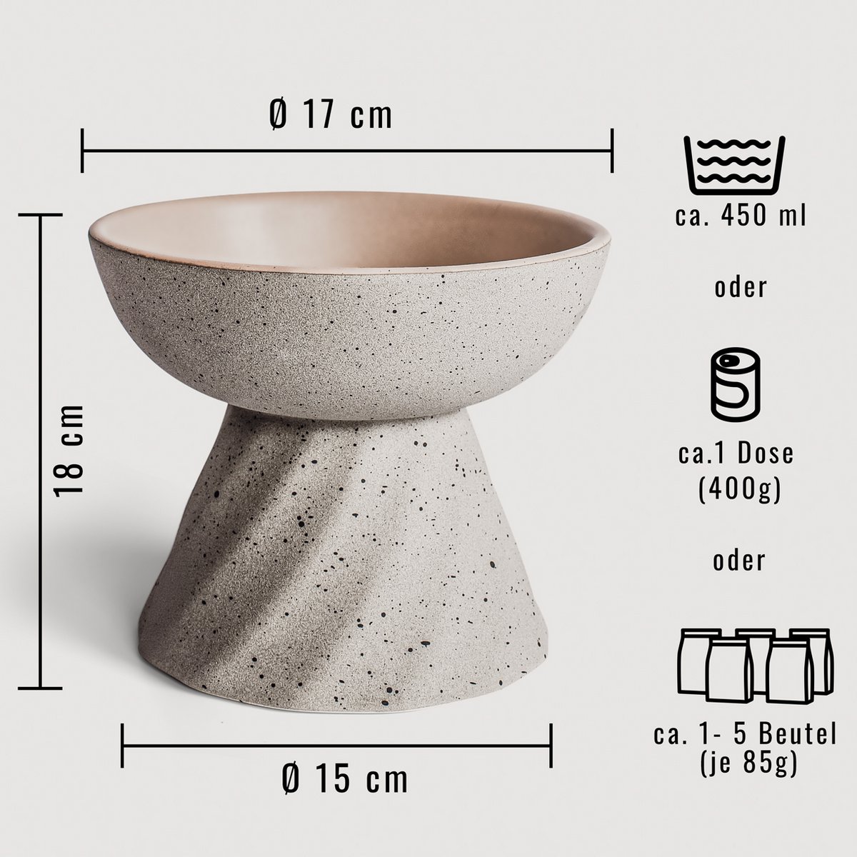 ne & no® increased ceramic food bowl for cats in stone optics - Afbeelding 6