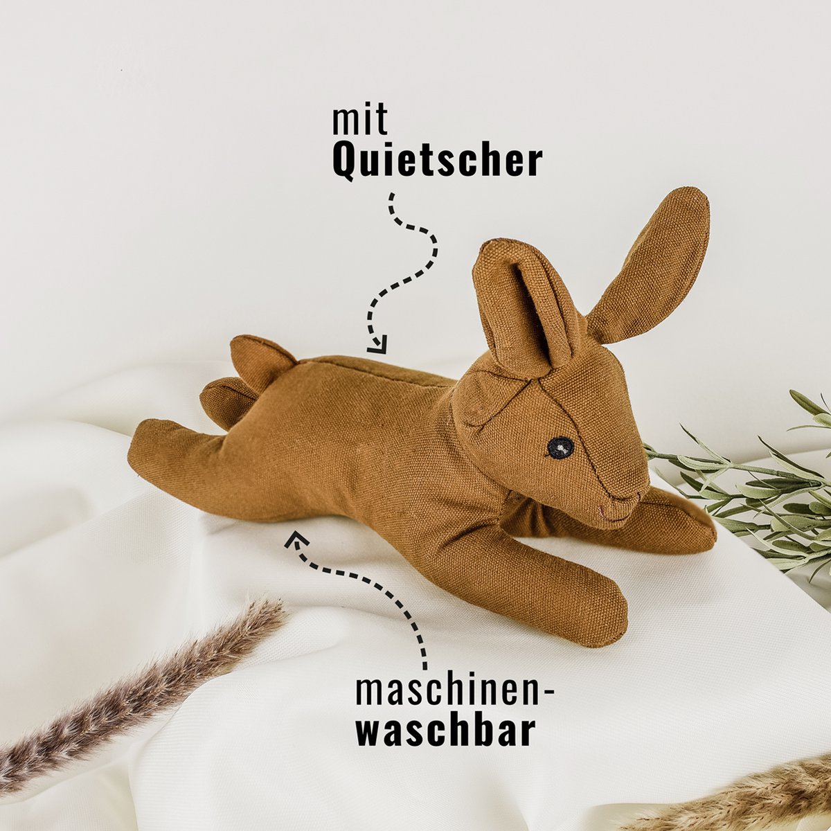 ne & no dog toy - dog die with squeaker - nimble rabbit Haru - Afbeelding 9
