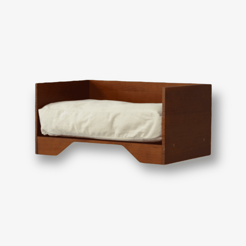 Hondenmand met katoenen kussen | hout | maat S | 58 x 37,5 cm