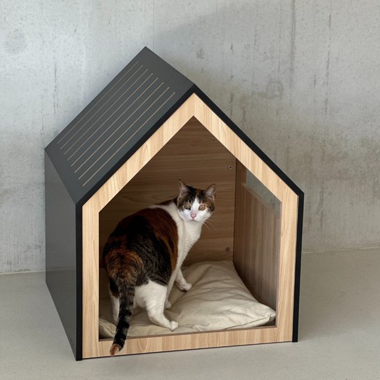 Dierenhuis | hout | zwart | 58 x 58 x 65 cm - Afbeelding 7