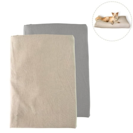 Hondenkussen in beige en grijs voor huisdieren, comfortabel en zacht.