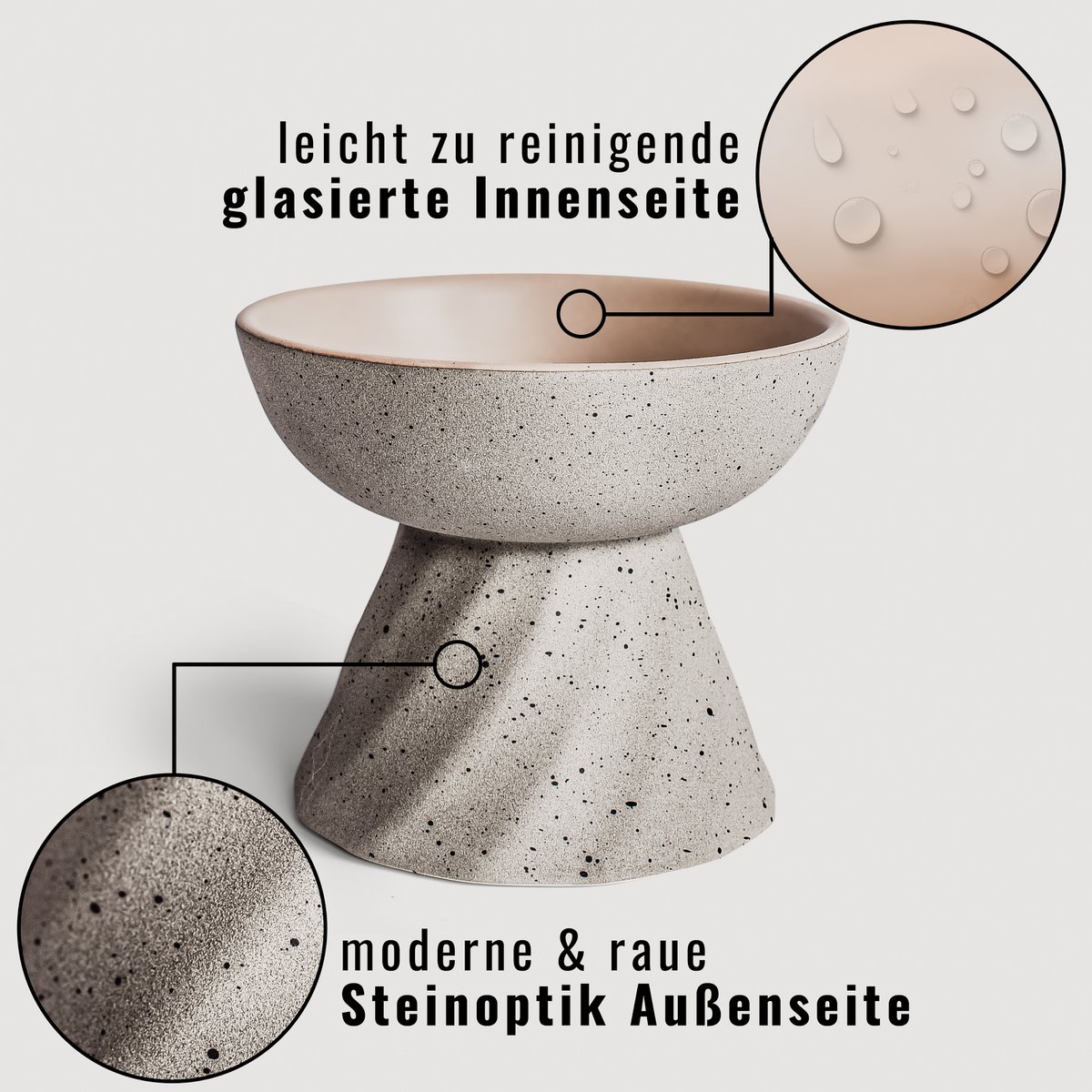 ne & no® increased ceramic food bowl for cats in stone optics - Afbeelding 7