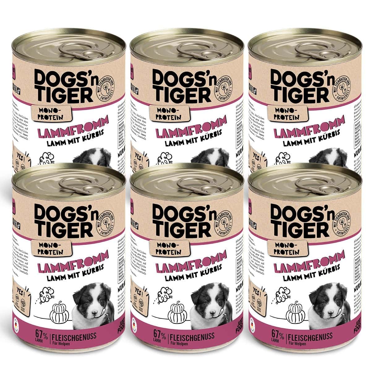 Dogs’n Tiger Junior, dog food, lamb fromm, wet dog food, puppy food, monoproteins, lamb & pumpkin - Afbeelding 3