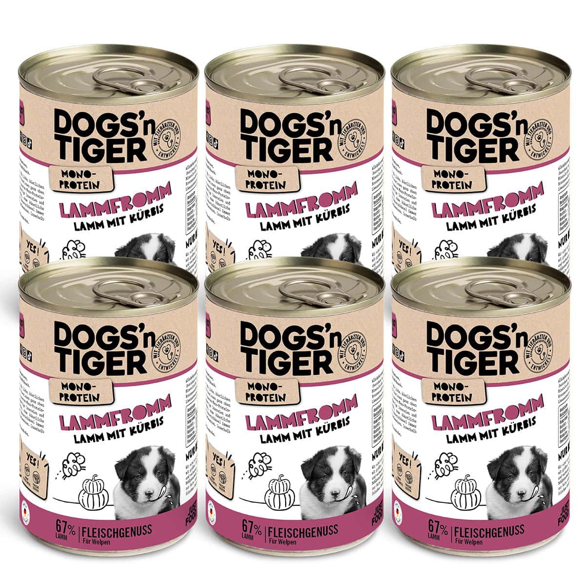 Dogs’n Tiger Junior, hondenvoer, lamsvlees, hondennatvoer, puppyvoer, monoproteïnen, lamsvlees & pompoen - Afbeelding 3