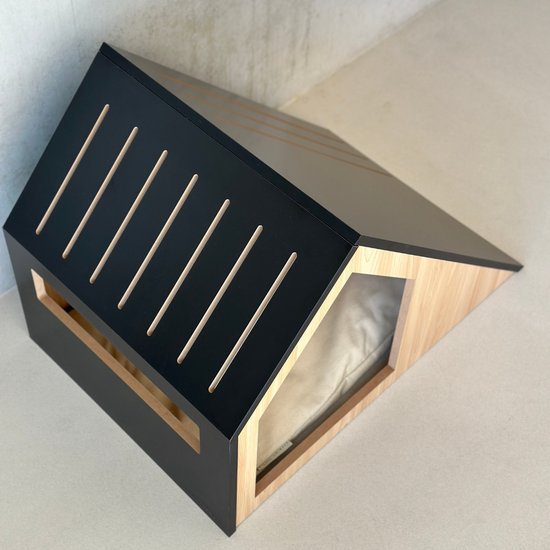 Kattenhuis | hout | zwart | 75 x 50 x 53 cm - Afbeelding 2