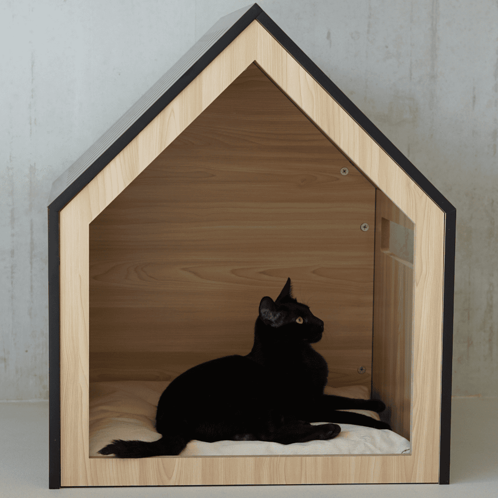 Kattenhuis | hondenhuis | hout | katoen | zwart | 58 x 58 x 65 cm - Afbeelding 12