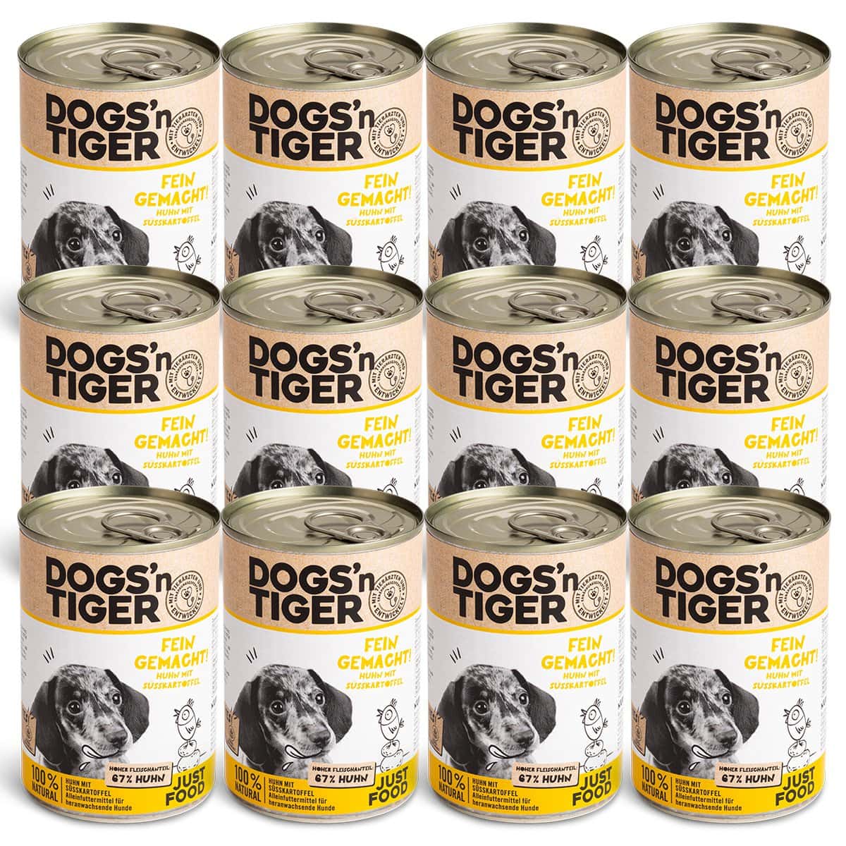 Dogs'n Tiger Junior, puppy premium dog food, wet food, grain-free, finely made, chicken & sweet potato - Afbeelding 4