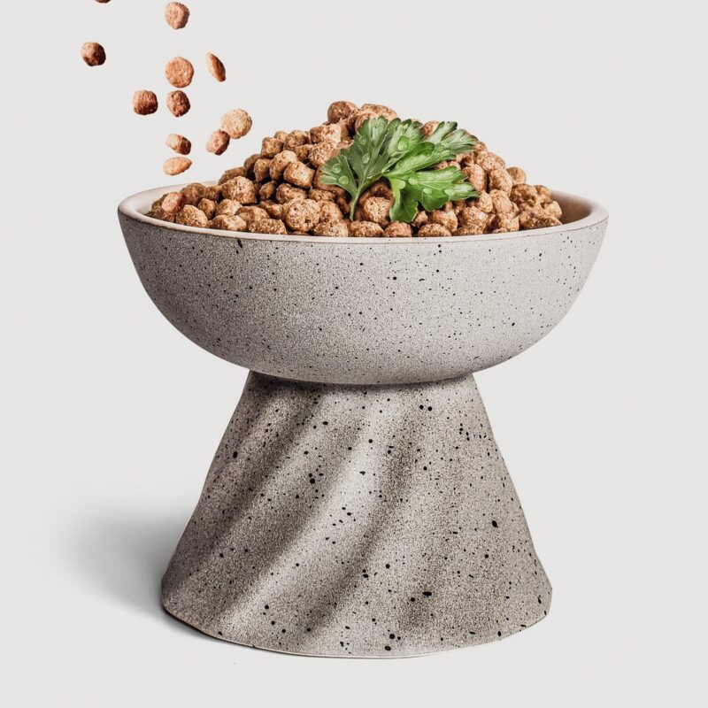 ne & no® increased ceramic food bowl for cats in stone optics