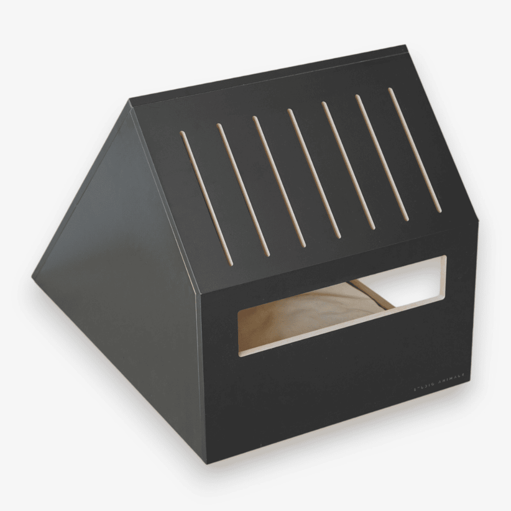 Kattenhuis | hout | katoen | zwart | 75 x 50 x 53 cm - Afbeelding 7