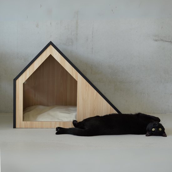 Kattenhuis | hout | zwart | 75 x 50 x 53 cm - Afbeelding 4