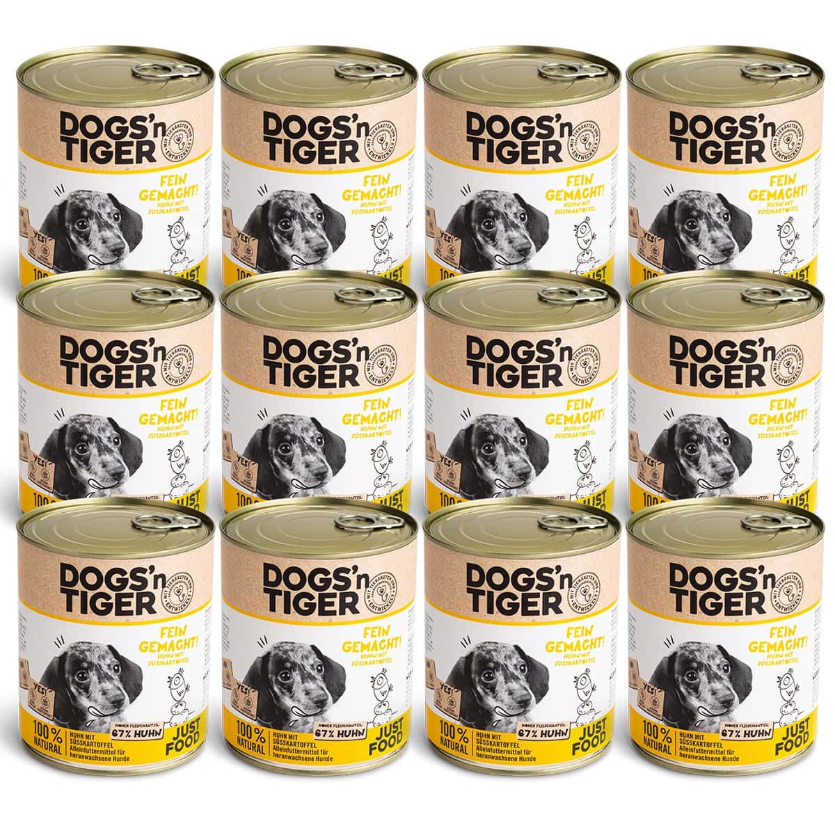 Dogs'n Tiger Junior, puppy premium dog food, wet food, grain-free, finely made, chicken & sweet potato - Afbeelding 6